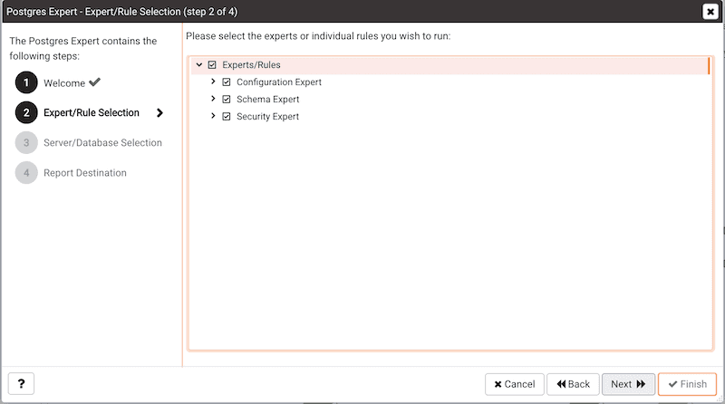 Postgres Expert Wizard - Rules page